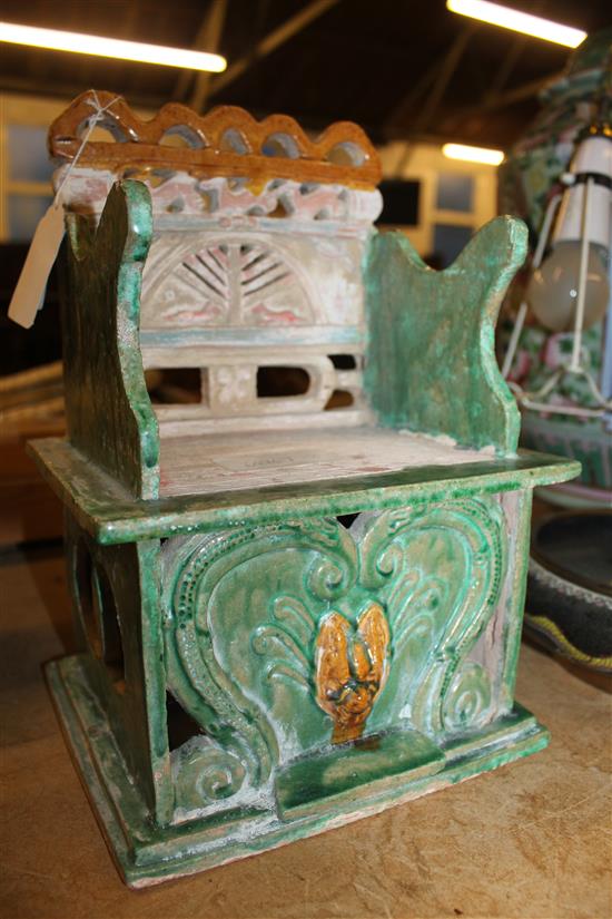 Sancai glazed model of a throne(-)